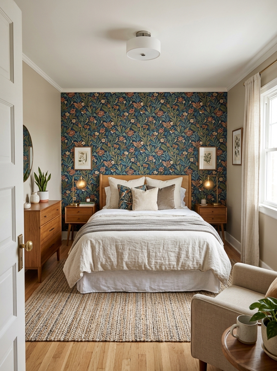 Bedroom with wallpaper accent wall 202606292243 2