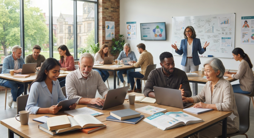 Adult education courses at Cambridge Centre for Adult Education including English, computer skills, and professional training